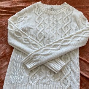 white knit sweater